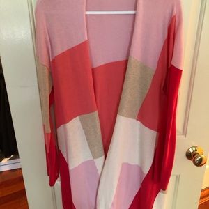 Cashmere colorblock cardigan duster